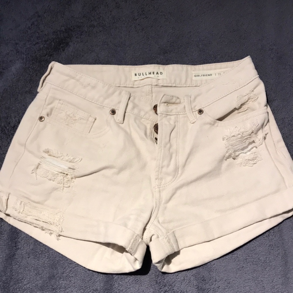 Bullhead button up denim girlfriend shorts